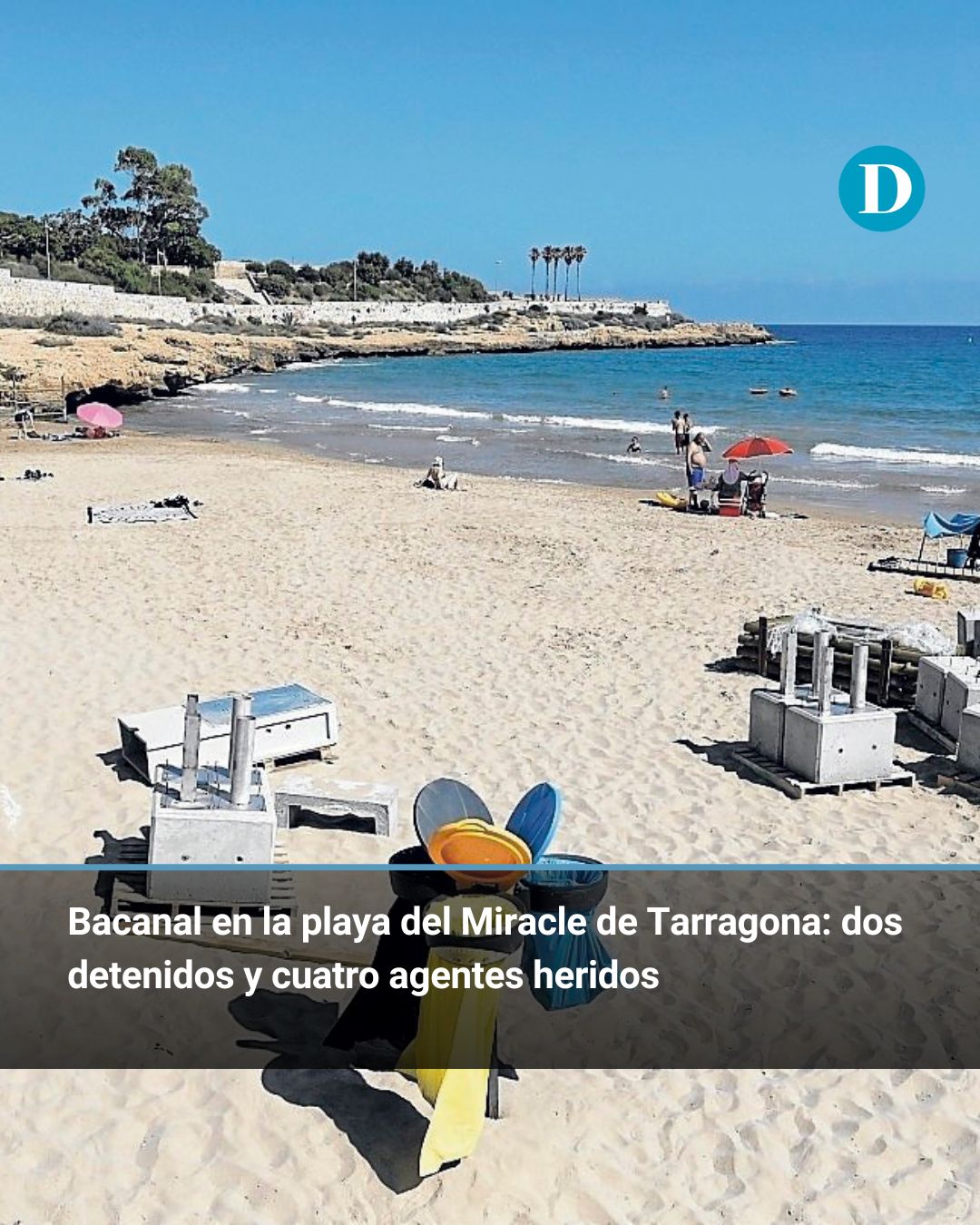 Cuatro guardias de baja tras una intervención con turistas en la playa del Miracle de Tarragona