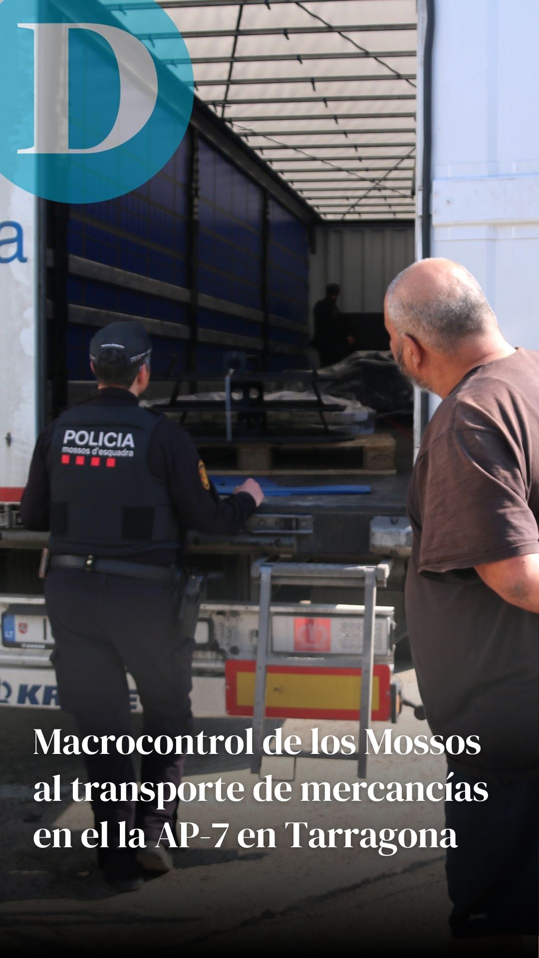 Macrocontrol de los Mossos al transporte de mercancías en el la AP-7 en Tarragona