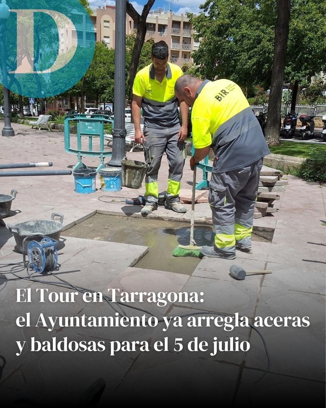 El Tour en Tarragona: el Ayuntamiento ya arregla aceras y baldosas para el 5 de julio