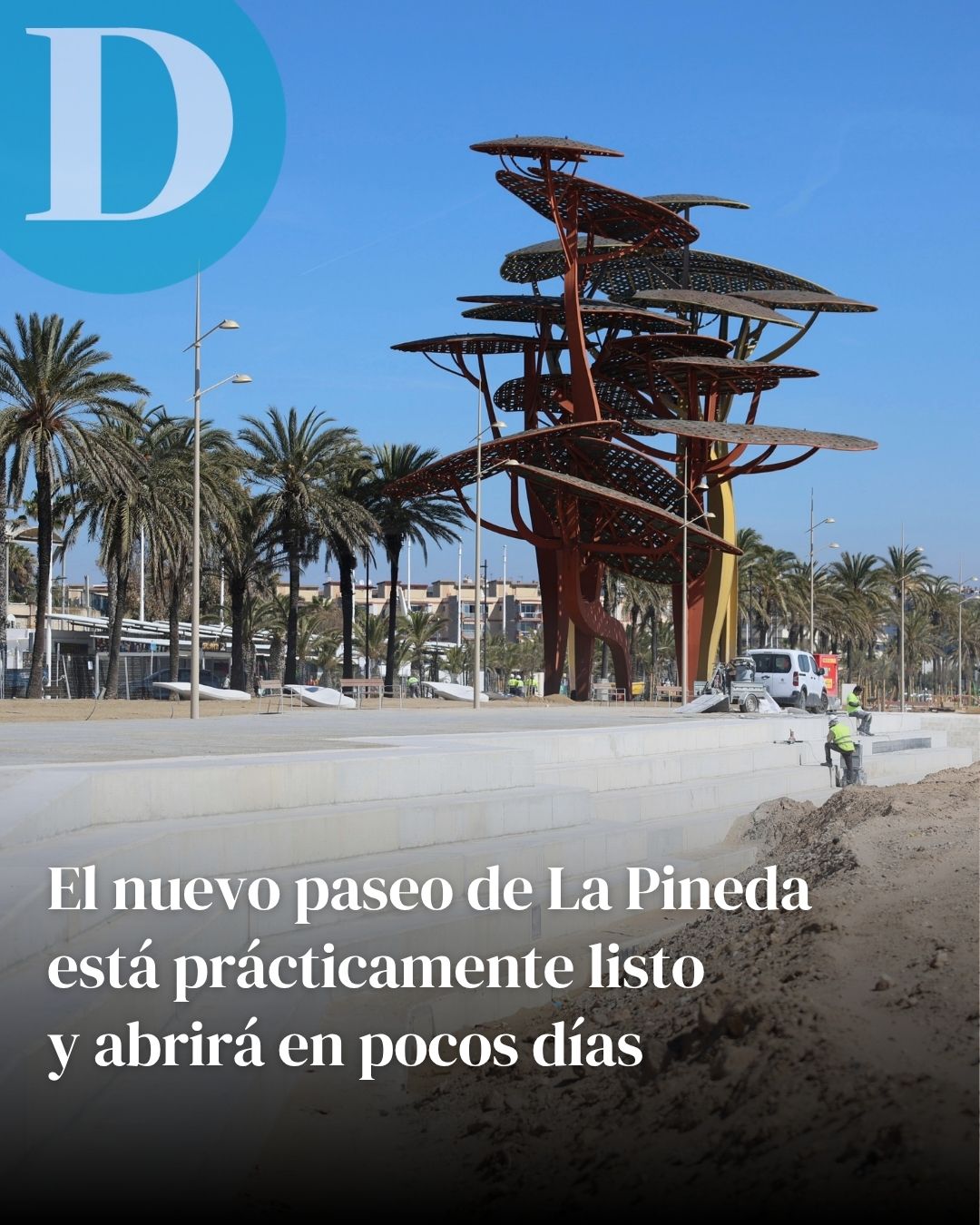 El nuevo paseo de La Pineda está prácticamente listo y abrirá en pocos días