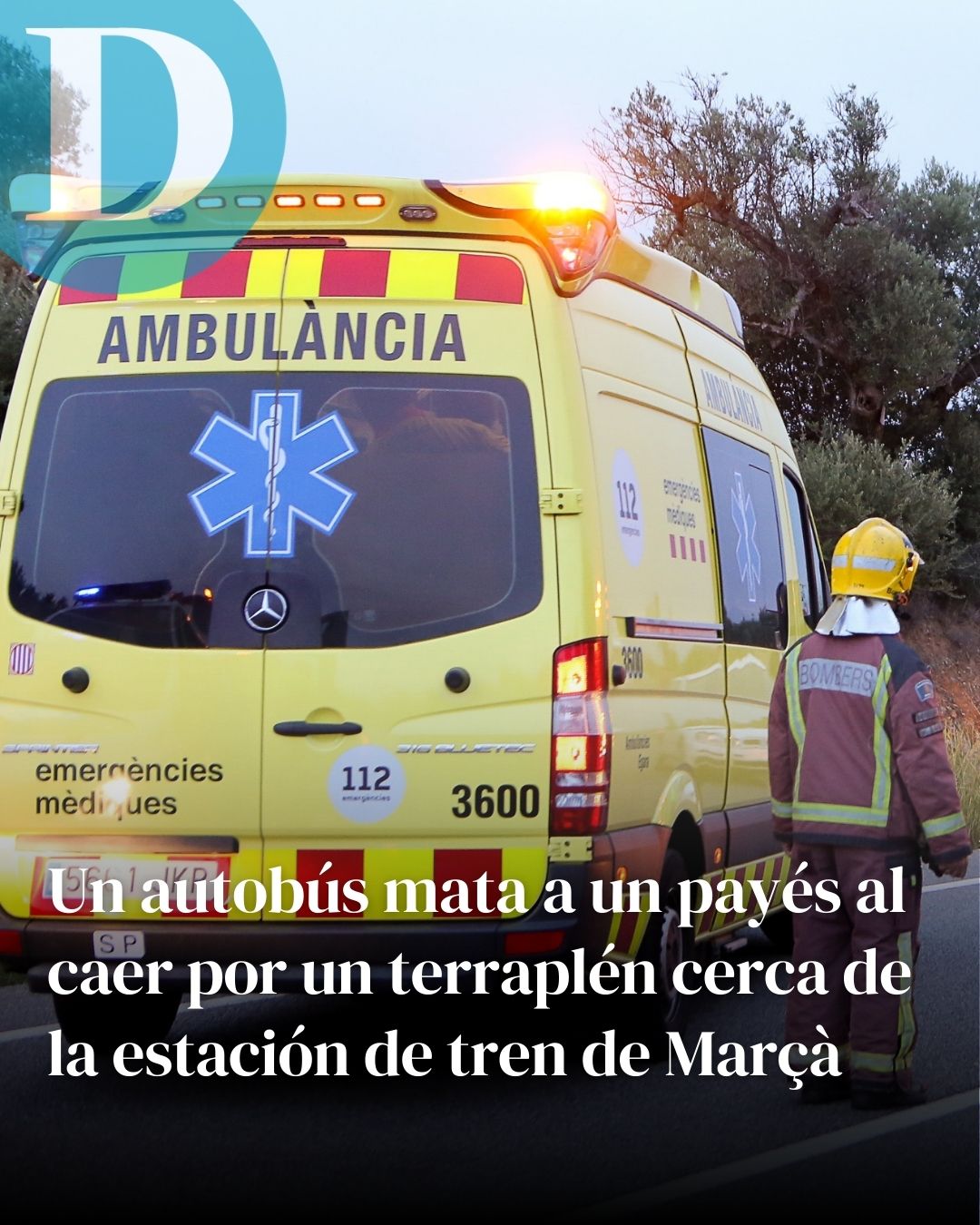 Un autobús mata a un payés al caer por un terraplén cerca de la estación de tren de Marçà