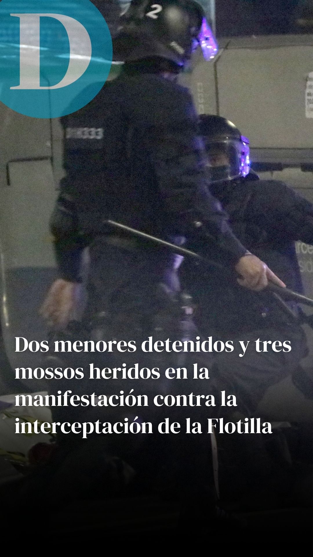 Dos menores detenidos y tres mossos heridos en la manifestación contra la interceptación de la Flotilla