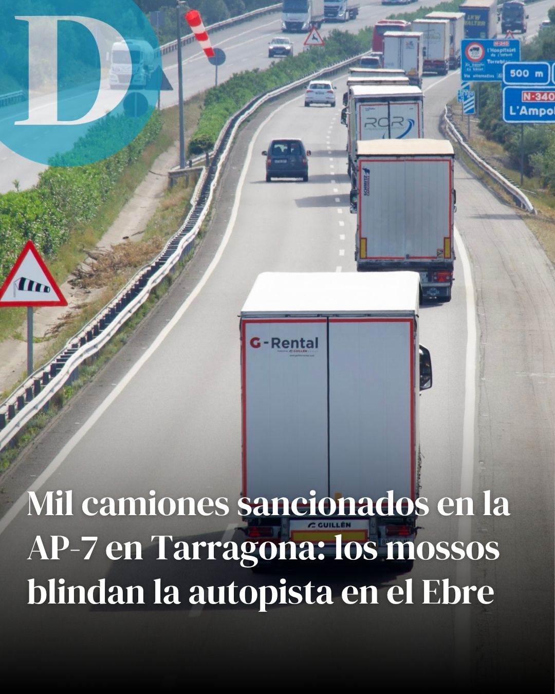 Mil camiones multados en la AP-7 en Tarragona: los mossos blindan la autopista con 515 controles