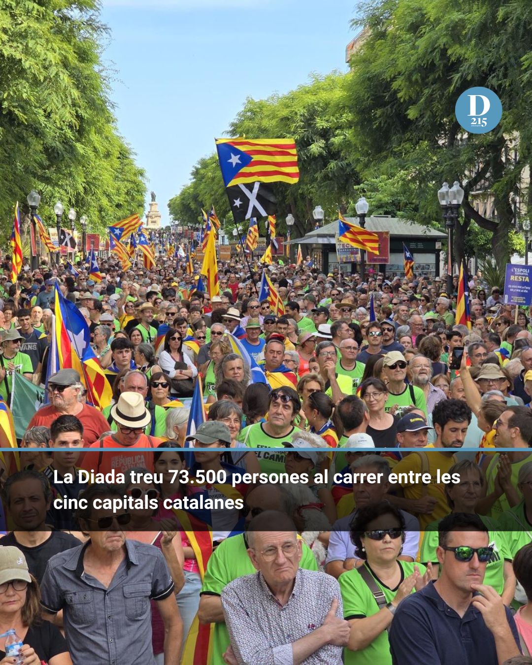 La Diada treu 73.500 persones al carrer entre les cinc capitals catalanes