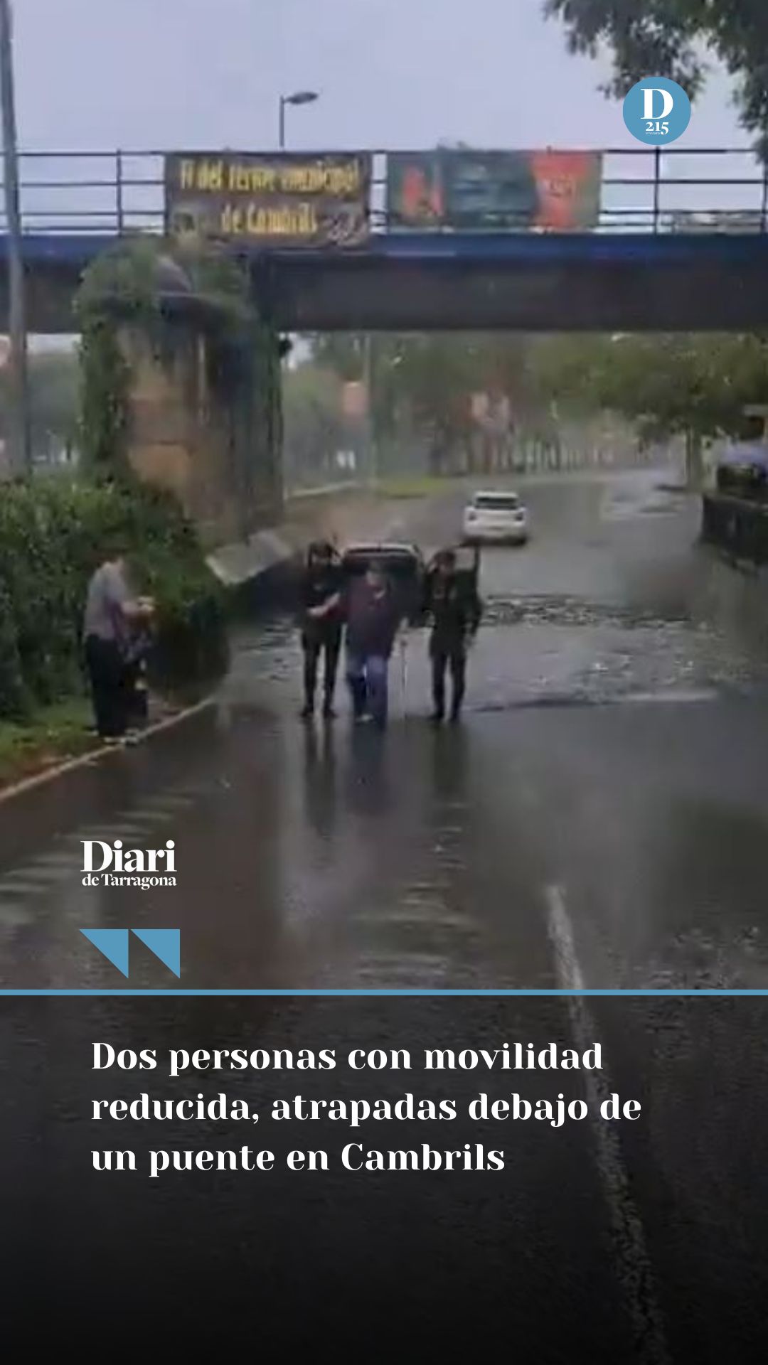 Dos personas con movilidad reducida, atrapadas debajo de un puente en Cambrils