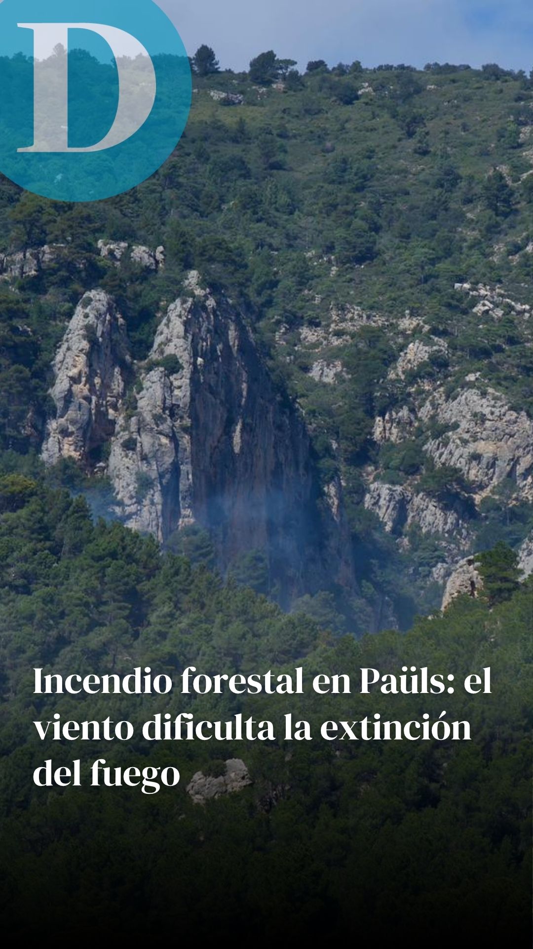 Incendio forestal en Paüls: el viento dificulta la extinción del fuego