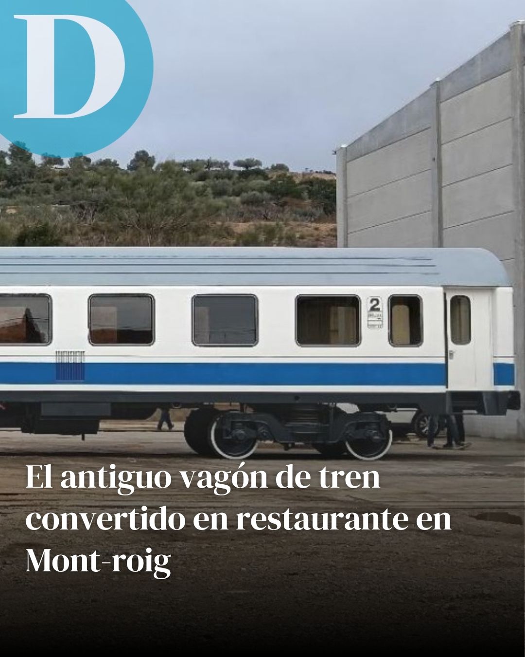 El antiguo vagón de tren convertido en restaurante en Mont-roig